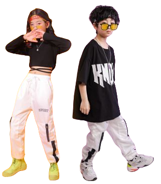 ชุดเต้น ชุดแดนซ์ เสื้อเอวลอยสีดำ+กางเกงขายาวสีขาว