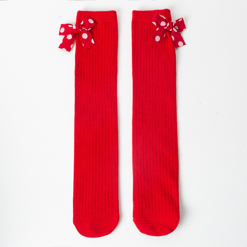 พร้อมส่ง ถุงเท้ายาว ถุงเท้าเด็ก สีแดง คริสมาสต์