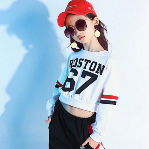 ชุดเต้น ชุดแดนซ์ เสื้อสีขาวแขนยาว+กางเกงขายาว