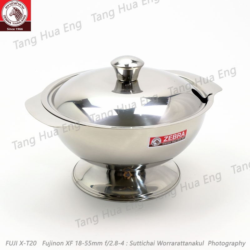 Zebra โถข้าวสเตนเลส 20 ซม. แถมทัพพีแขก Focus ตราหัวม้าลาย