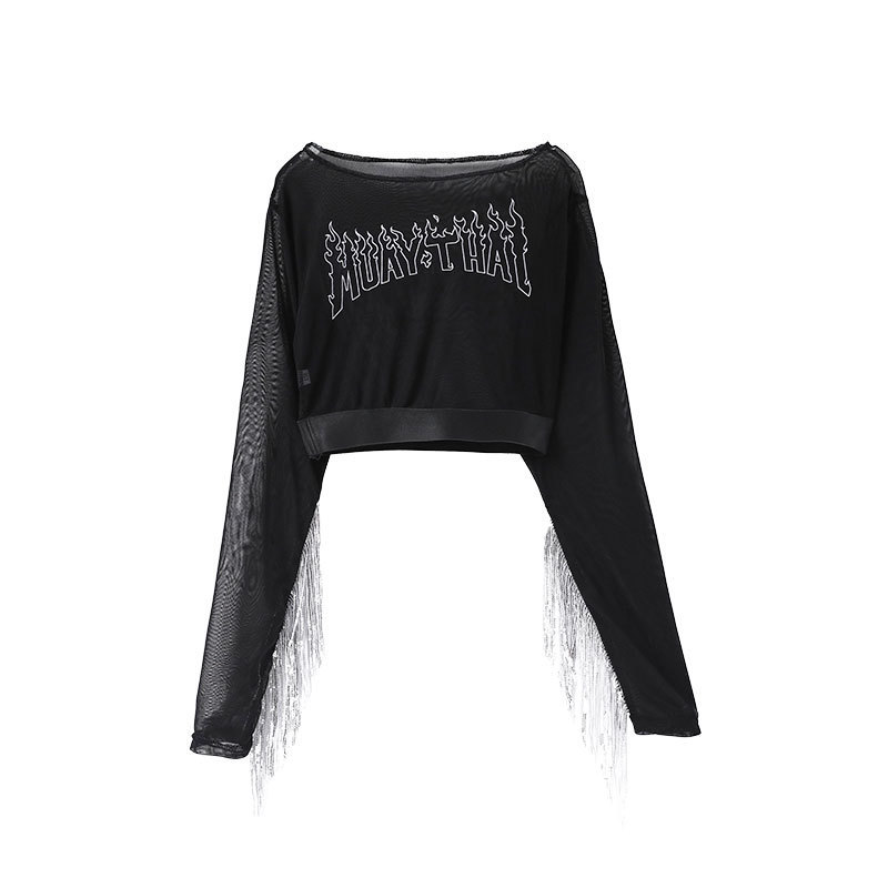 พร้อมส่ง ชุดเต้น ชุดแดนซ์ เสื้อแขนยาวปาดไหล่ กางเกงขายาว