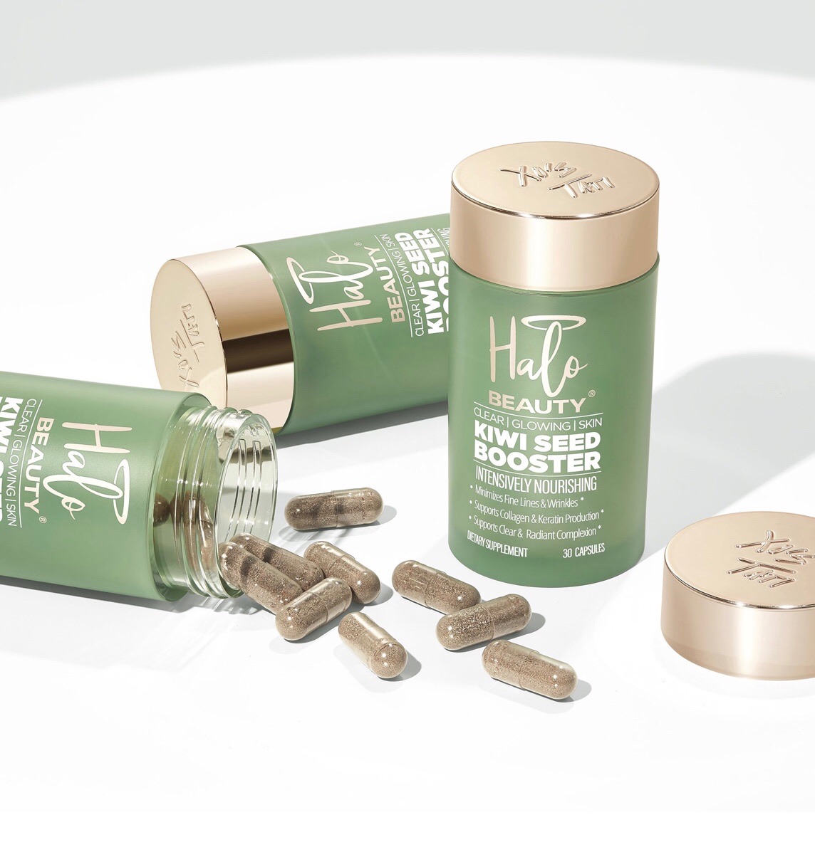 Halo beauty Kiwi Seed Booster 30 capsules อาหารเสริมสูตรเข้มข้น เน้นเรื่องบำรุงผิวให้สดใส เปล่งปลั่ง และยังช่วยรักษาสิว รอยแดง รอยดำจากสิวได้อีกด้วย