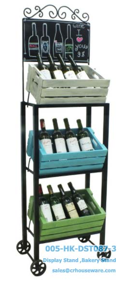 ชั้นรุ่นล้อเหล็กรวมลังไม้ 3 ใบ รวมป้ายเหล็ก 3 wood crates display shelf with label steel Code : 005-DST087-3