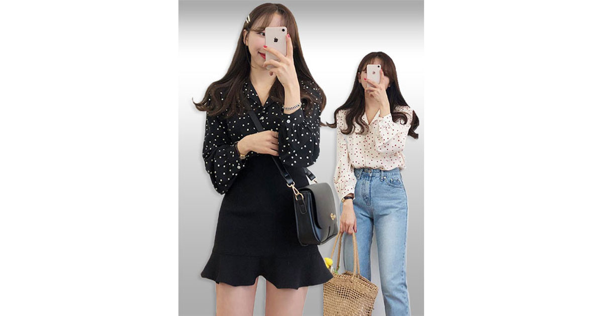 เสื้อเชิ๊ตแฟชั่นสวยหวานสไตล์เกาหลี มี2สี รหัส2329