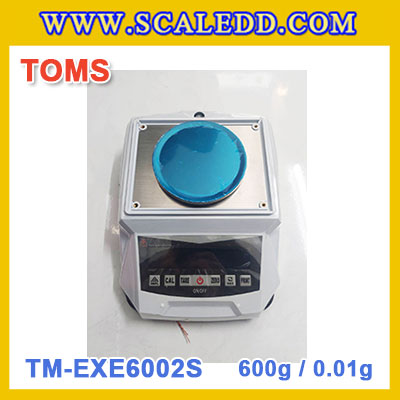 เครื่องชั่งดิจิตอล ทศนิยม 2 ตำแหน่ง รุ่น TM-EXE6002S พิกัด 600g x 0.01g พิกัดน้ำหนัก 600g ความละเอียด 0.01g เครื่องชั่งละเอียดสูง Precision Balance ยี่ห้อ TOMS รุ่น TM-EXE6002S