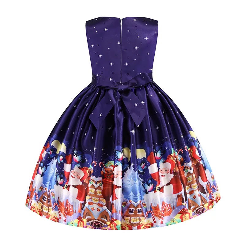 พร้อมส่ง ชุดเดรส คริสมาสแต่งลาย แขนกุด