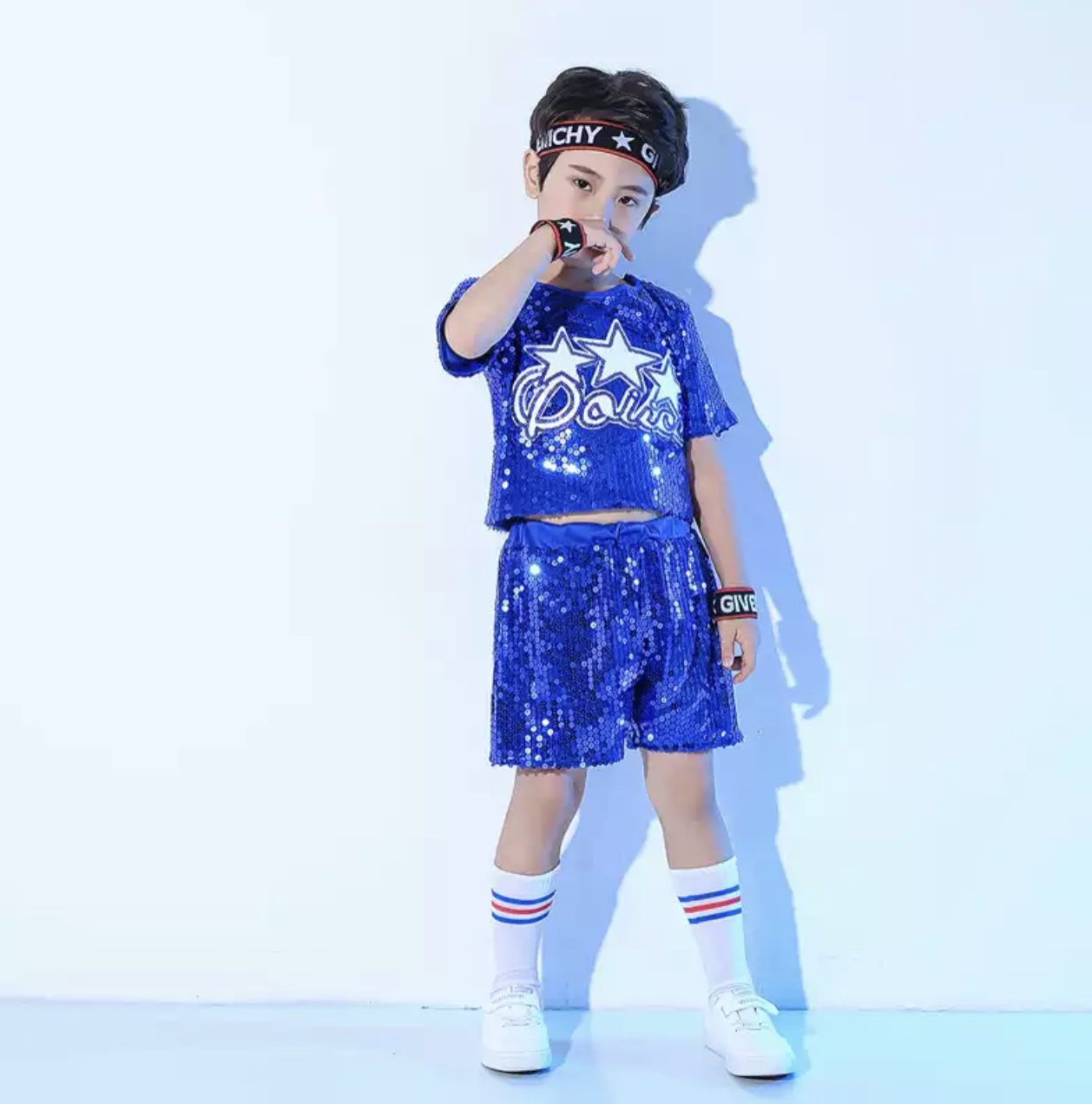 ชุดเต้น ชุดฮิปฮอป ปักเลื่อม ชุดก่ารแสดง เสื่้อ+กระโปรงแต่งจีบ/กางเกง