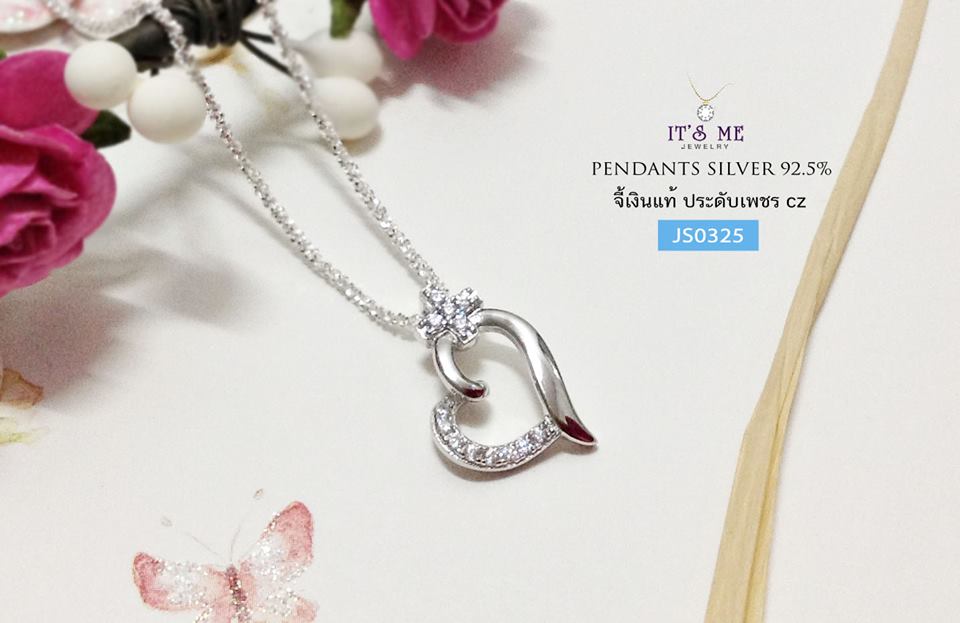 จี้เงินแท้ รูปหัวใจ ประดับเพชร cz หัวใจเล็กๆ