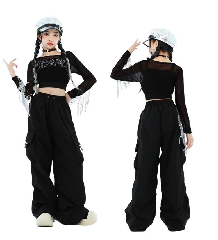 พร้อมส่ง ชุดเต้น ชุดแดนซ์ เสื้อแขนยาวปาดไหล่ กางเกงขายาว