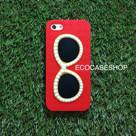 iPhone6 เคสยางซิลิโคนแว่น สีแดง