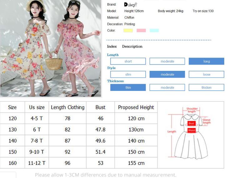 ชุดเด็ก : ชุดเดรส ลายดอก เปิดไหล่