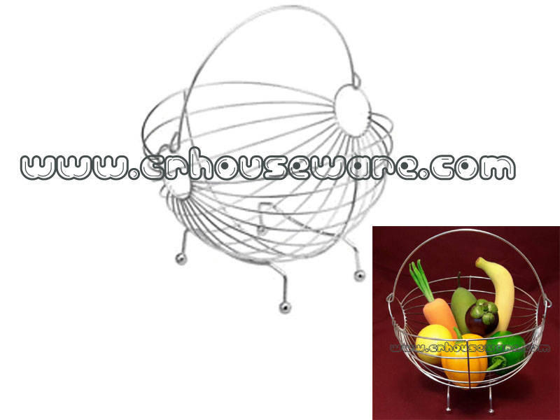 ตะกร้าใส่ผลไม้ ทรงกลม สแตนเลส Chingcha basket put fruit stainless steel round. 075-ST-906