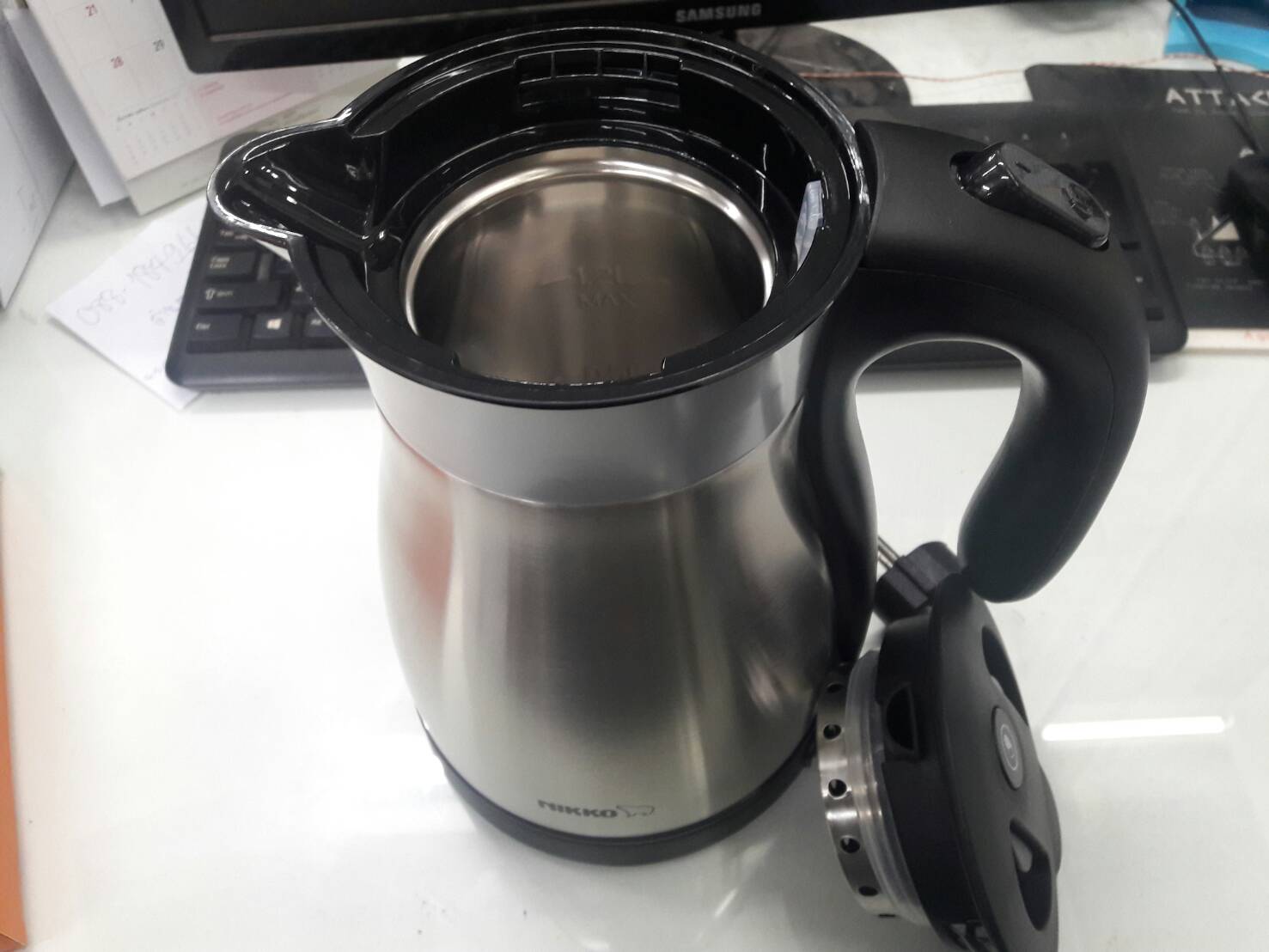 กาต้มน้ำร้อนสุญญากาศ 1.2 ลิตร NIKKO Stainless Steel Double Wall Vacuum Insulated,กระติกน้ำร้อนปลอดภัยสูงสุดสำหรับผู้สูงวัย