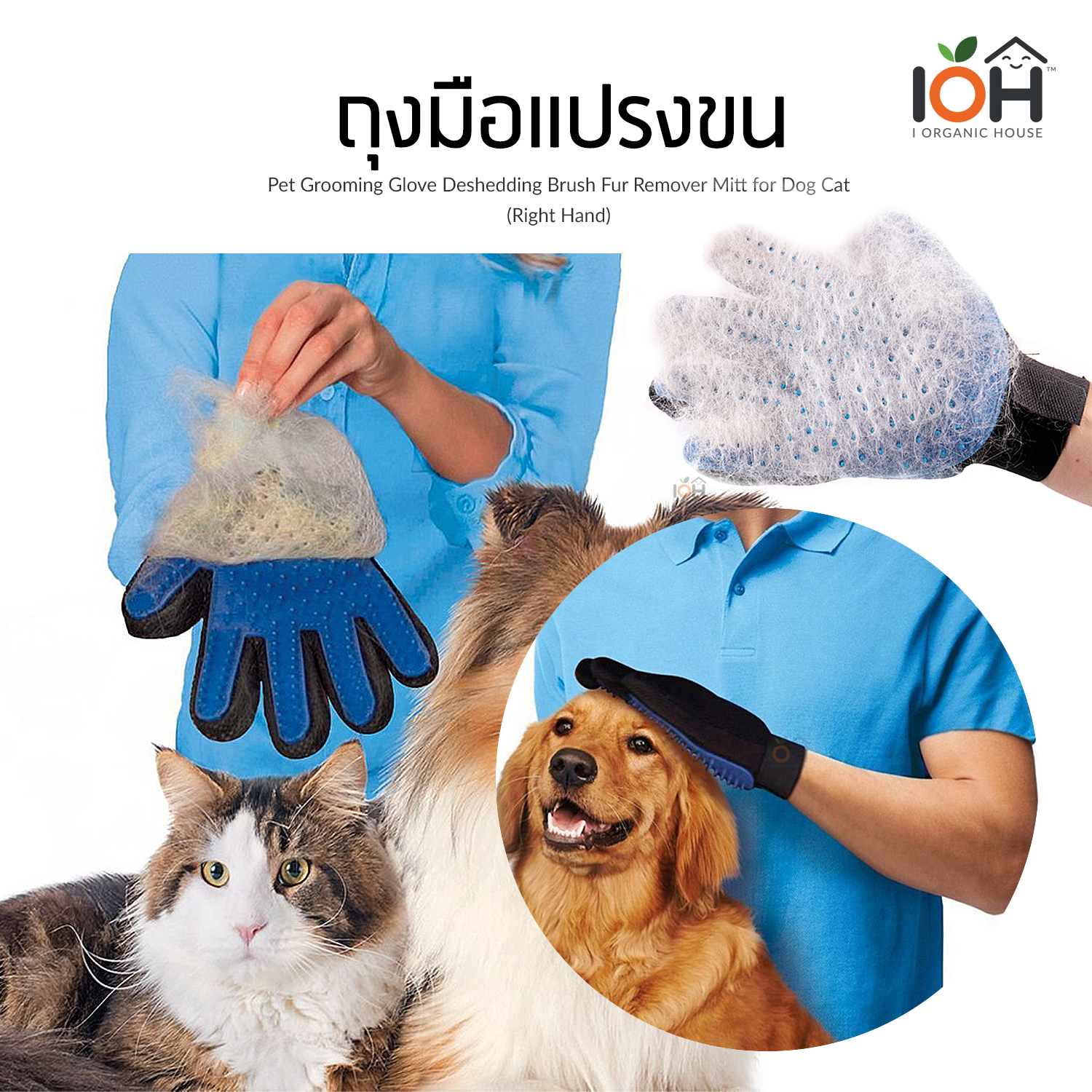 ถุงมือแปรงขน สำหรับสัตว์เลี้ยง