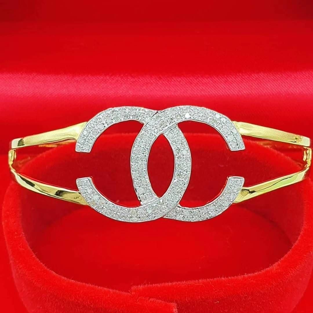 พร้อมส่งและสั่งผลิตกำไลทองเพชรแท้CCไฮๆๆ แต่งงาน หมั้น ใส่เที่ยว ออกงาน ทองคำ 9K เพชรกุหลาบแท้ 0.48 กะรัต 136 เม็ด ราคาถูกมาก ส่งฟรี
