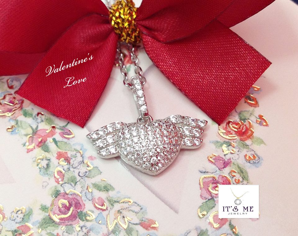 Valentine's Love สร้อยเงินแท้พร้อมจี้ จี้หัวใจมีปีก