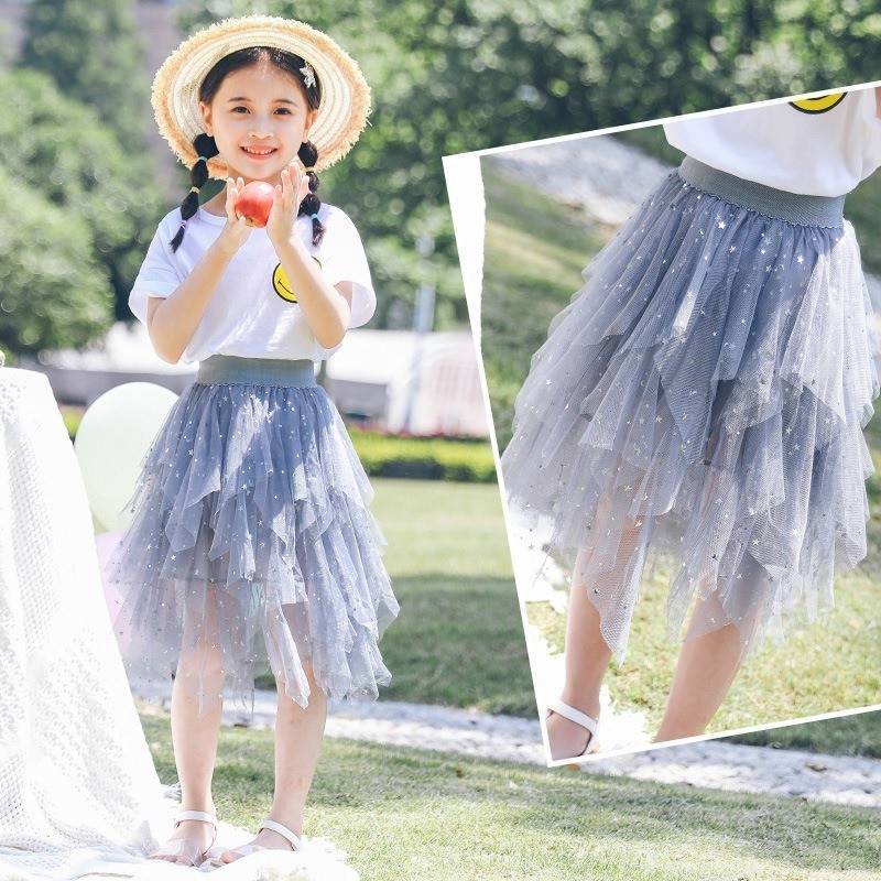 พร้อมส่ง กระโปรงเด็ก กระโปรงยาว ระบายชาย