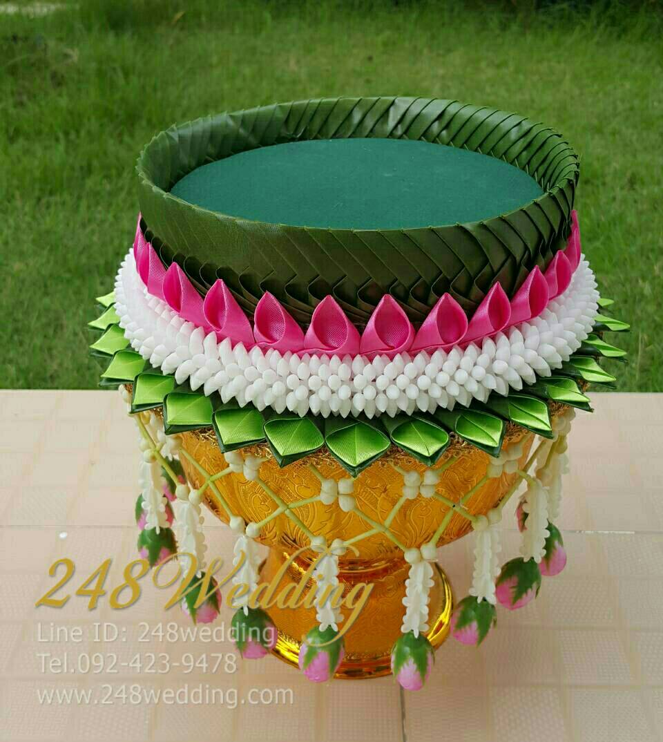 (แบบซื้อ) พานขันหมากเอกประดิษฐ์ (สีชมพู)