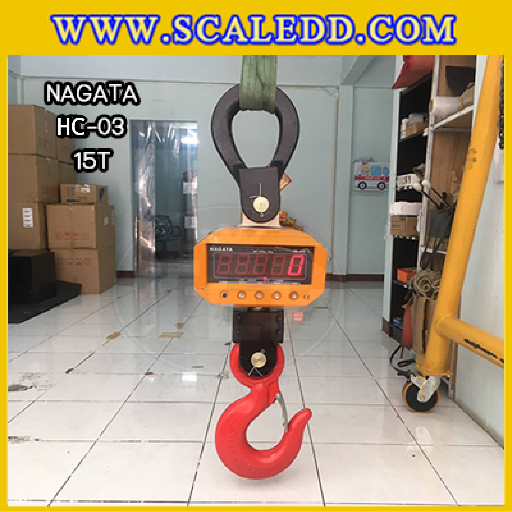เครื่องชั่งแขวน15ตัน เครื่องชั่งแขวนดิจิตอล15ตัน เครื่องชั่งดิจิตอลแบบแขวน ตาชั่งแขวน15ตัน พิกัดน้ำหนัก 15ตัน ความละเอียด 5 กิโลกรัม ยี่ห้อ NAGATA รุ่น HC-03 (เครื่องชั่งผ่านตรวจรับรองจากสำนักชั่งตวงวัด)