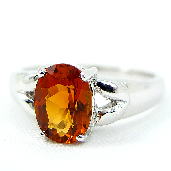 แหวนเงินแท้ราคาถูกชุบทองคำขาว ซิทรินแท้ 1.25 กะรัต งานประณีตสวยงาม สั่งผลิตค่ะ