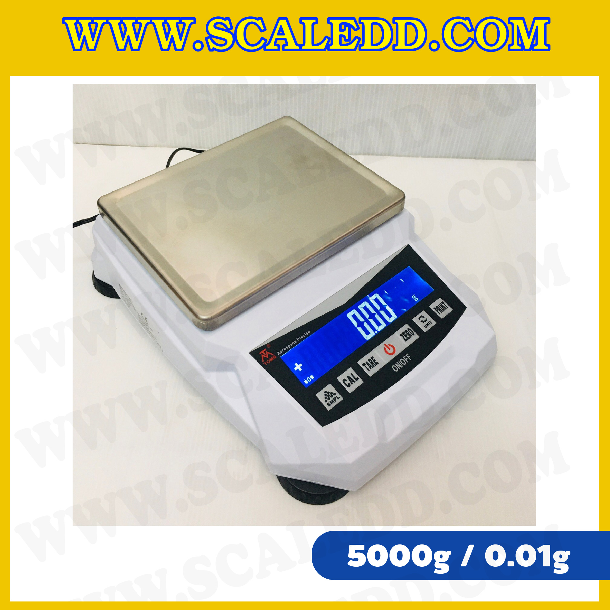 เครื่องชั่งดิจิตอล ทศนิยม 2 ตำแหน่ง รุ่น TM-EXC50002 พิกัด 5000g x 0.01g เครื่องชั่งละเอียดสูง พิกัดน้ำหนัก 5000g ความละเอียด 0.01g เครื่องชั่งละเอียดสูง Precision Balance ยี่ห้อ TOMS รุ่น TM-EXC50002 (ผ่านการตรวจรับรองจากสำนักชั่งตวงวัด)