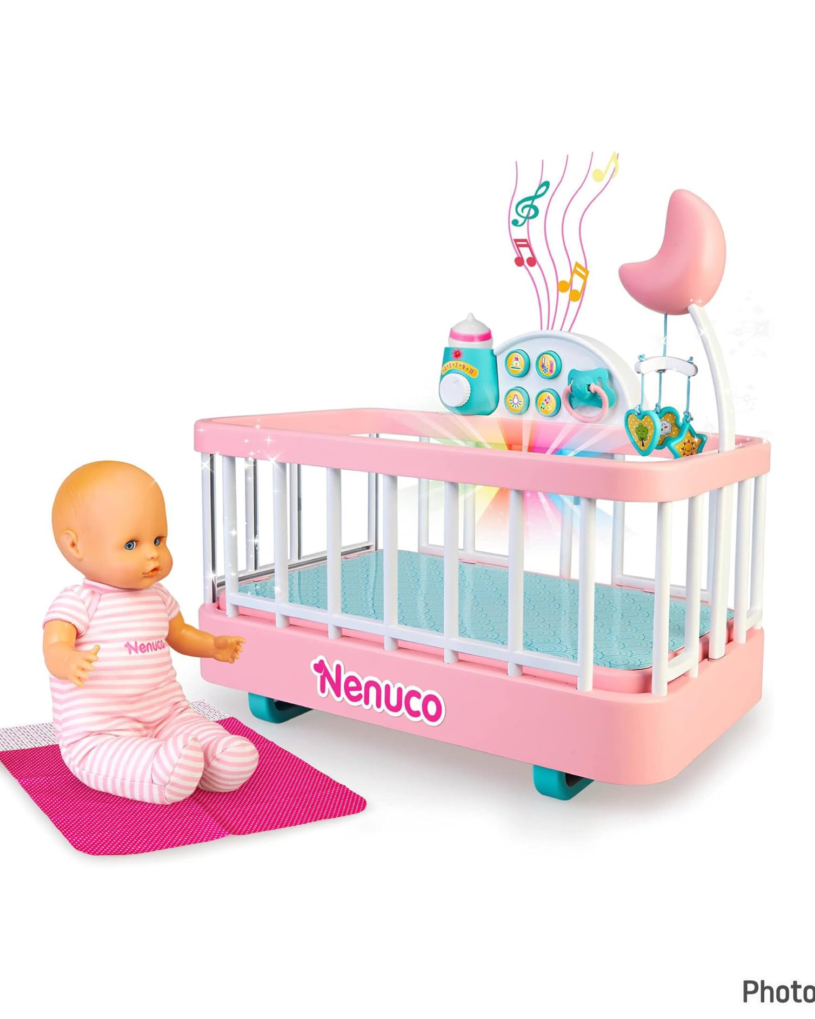 เปลเลี้ยงเด็กมาพร้อมกับตุ๊กตาขนาด 14 นิ้ว Nenuco Good Sleep Cradle with Baby Doll, Crib, and Accessories, 14” Doll