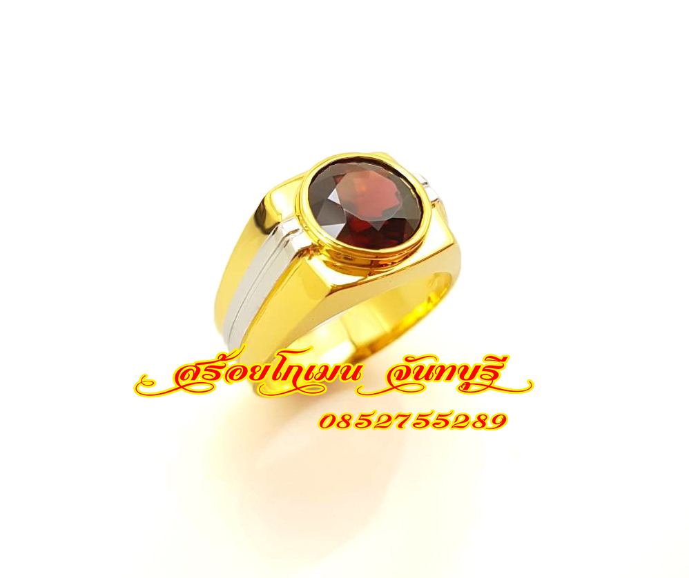 แหวนชาย พลอยโกเมนกลม