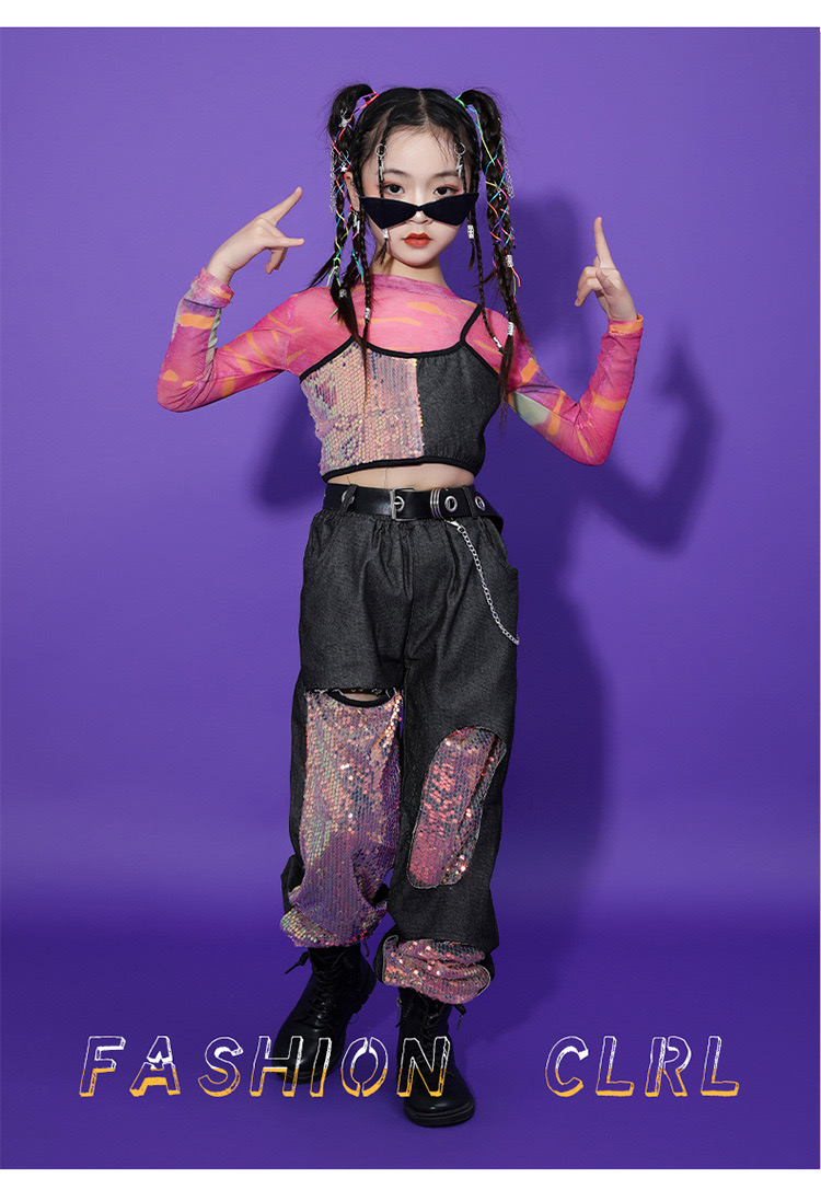 ชุดเต้น ชุดฮิปฮอป เสื้อแขนยาว + กางเกงขายาว สไตล์แบลคพิ้ง