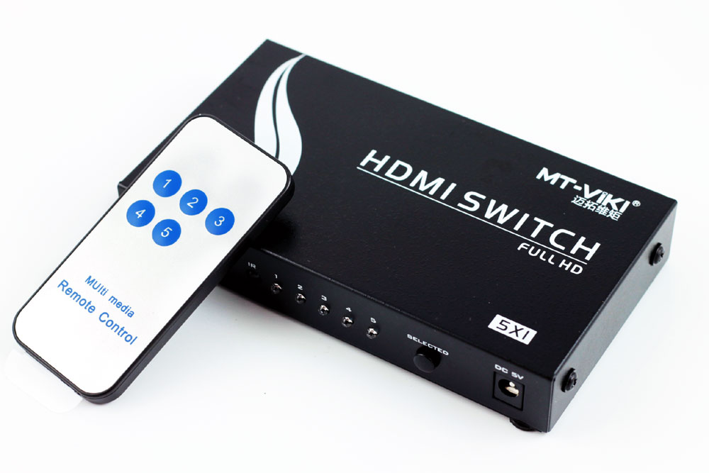 HDMI SWITCH 5 Port MT-ViKi (HDMI Selector) ตัวเพิ่ม HDMI ให้ทีวี HDMI เข้า 5 ออก 1 พร้อมรีโมท