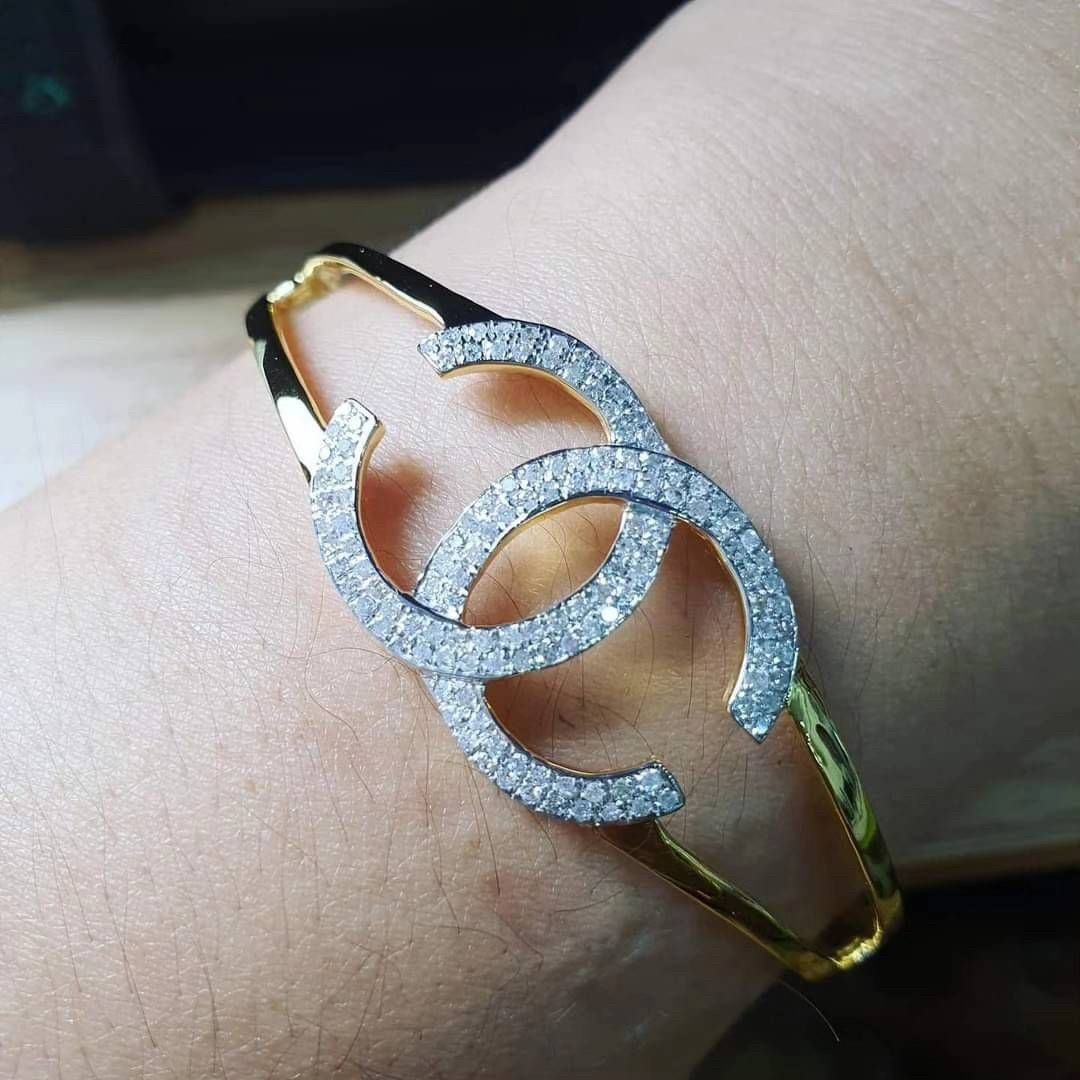 พร้อมส่งและสั่งผลิตกำไลทองเพชรแท้CCไฮๆๆ แต่งงาน หมั้น ใส่เที่ยว ออกงาน ทองคำ 9K เพชรกุหลาบแท้ 0.48 กะรัต 136 เม็ด ราคาถูกมาก ส่งฟรี