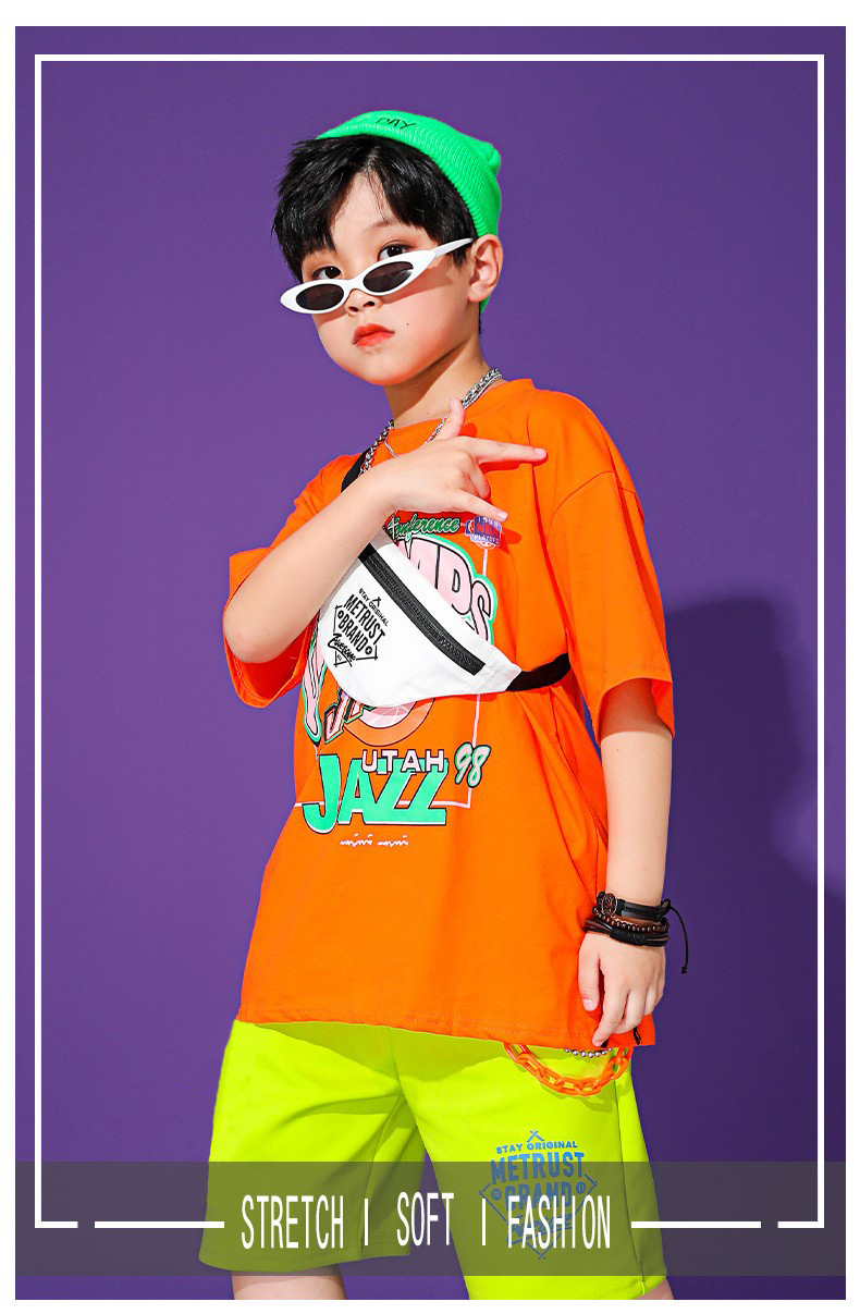 พร้อมส่ง ชุดเต้น ชุดแดนซ์ เซ็ต นีออน ส้ม-เขียว