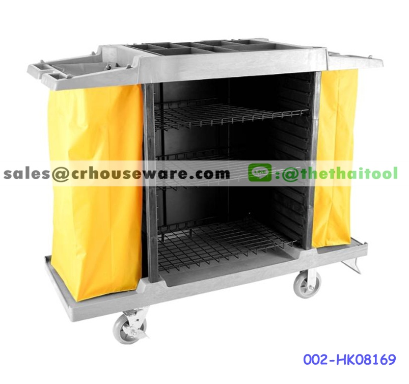 รถเข็นแม่บ้านทรงสูงพร้อมถุงผ้าสีเหลือง 002-HK08169