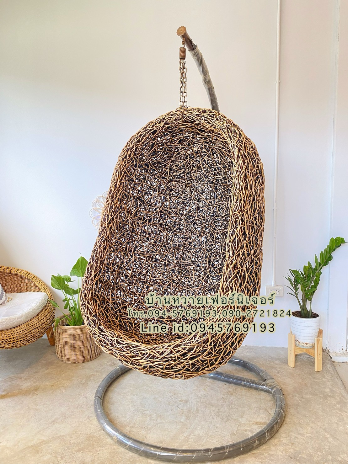 ชิงช้าหวายแท้พร้อมขาตั้ง