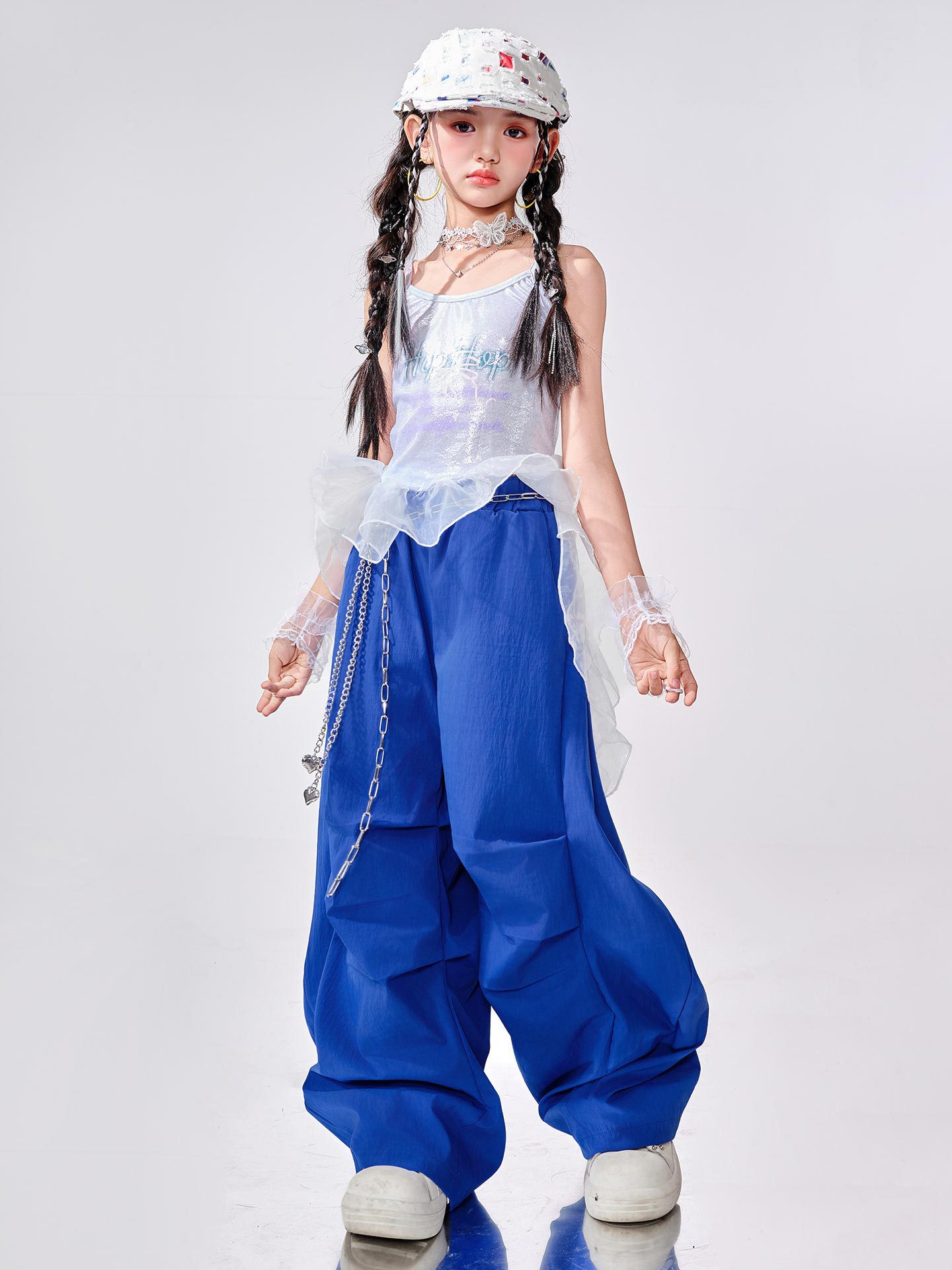 ชุดเต้น เซ็ตเสื้อ+กางเกงเซ็ตฟ้า