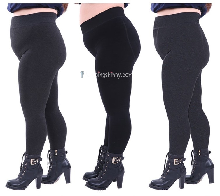 เลกกิ้งกันหนาวผ้าฝ้ายมีขนสัตว์ สำหรับสาวอ้วน สาวอวบ ไซส์ใหญ่ น้ำหนักไม่เกิน 90 กก.