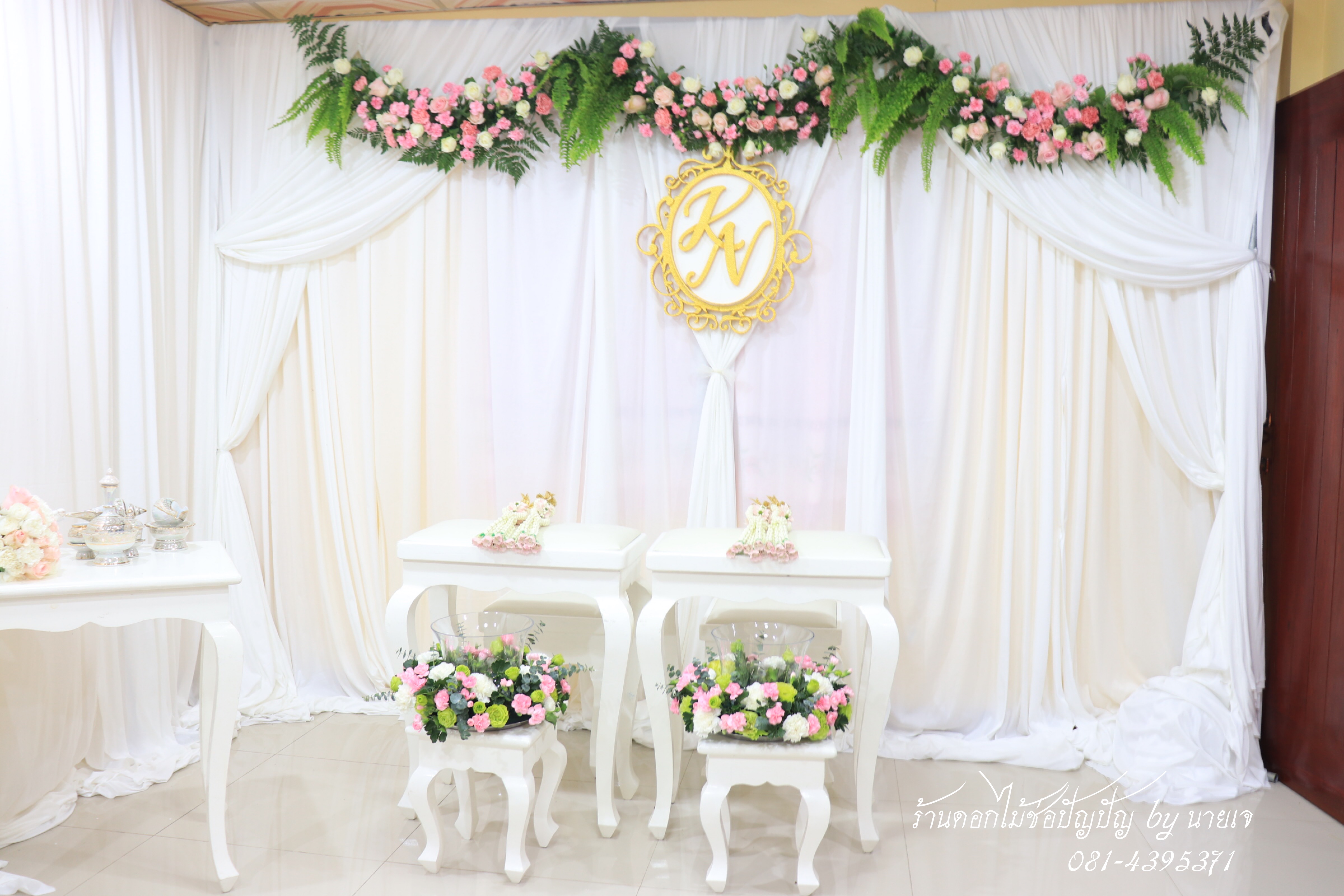 แบคดรอปหลั่งน้ำสังข์ งานมงคลสมรส คุณก้อย คุณปอม 11พย.61