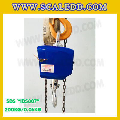 เครื่องชั่งแขวน200kg เครื่องชั่งแขวนดิจิตอล200kg เครื่องชั่งแขวน ตาชั่งแขวน200กิโลกรัม พิกัดน้ำหนัก 200กิโลกรัม ความละเอียด 0.05กิโลกรัม ยี่ห้อ SDS รุ่น IDS807 (เครื่องชั่งผ่านตรวจรับรองจากสำนักชั่งตวงวัด)