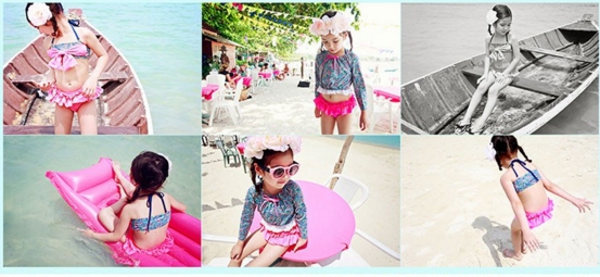 สินค้าพร้อมส่ง ชุดว่ายน้ำ เด็กหญิง เซ็ต 3 ชิ้น สไตล์ลายดอก