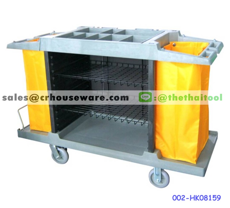 รถเข็นแม่บ้านขนาดมาตรฐานพร้อมถุงผ้าสีเหลือง 002-HK08159