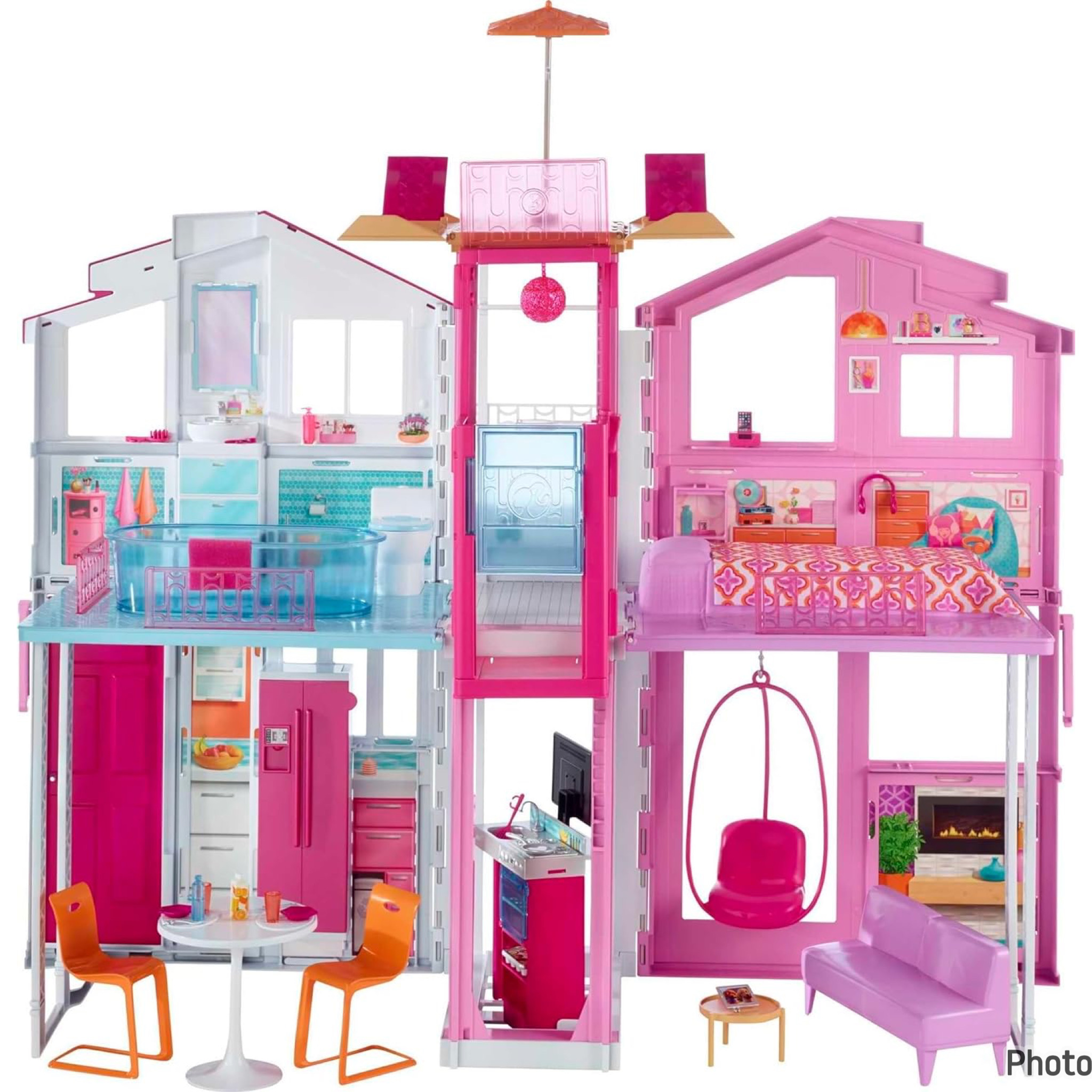 Barbie 3 story townhouse บ้านตุ๊กตา บาร์บี้ 3ชั้น (ขนาด90X60cm.)