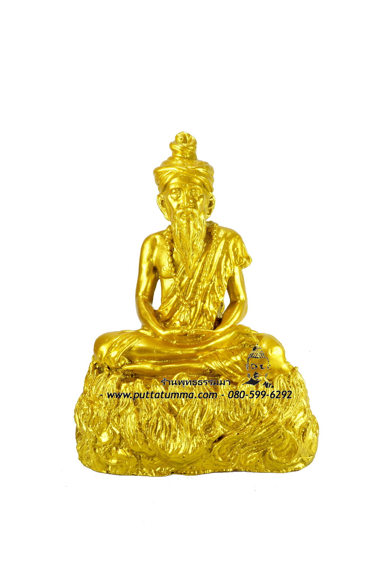 ปู่ฤาษีตาไฟ สีทอง เนื้อเรซิ่น พิมพ์ใหญ่ ขนาด 5 นิ้ว สูง 10 นิ้ว