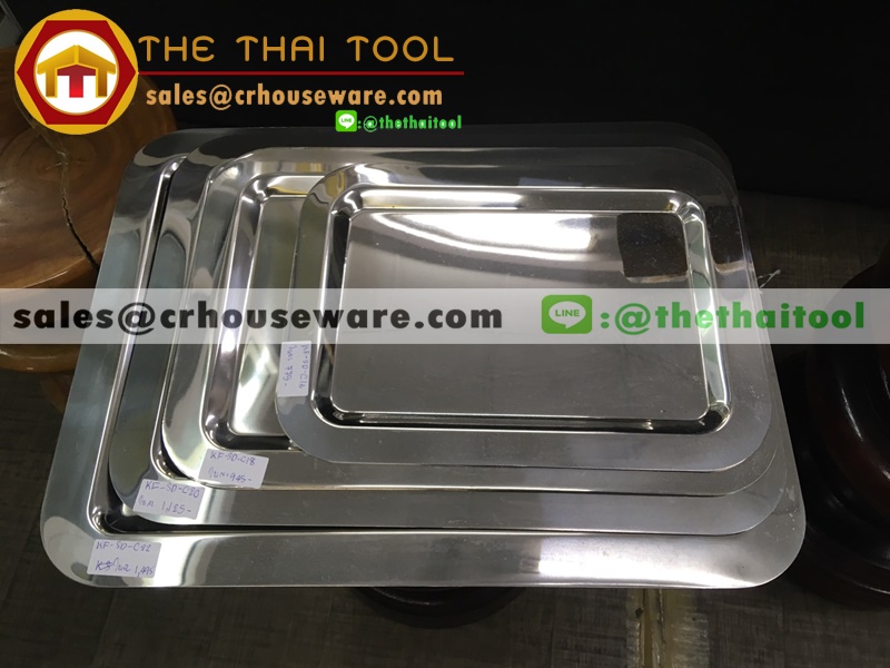 Rectangular Tray ถาดเสริฟสแตนเลส แบบเหลี่ยม รหัส KF-SD-C18 ขนาด 33.5*48.5 ซม.
