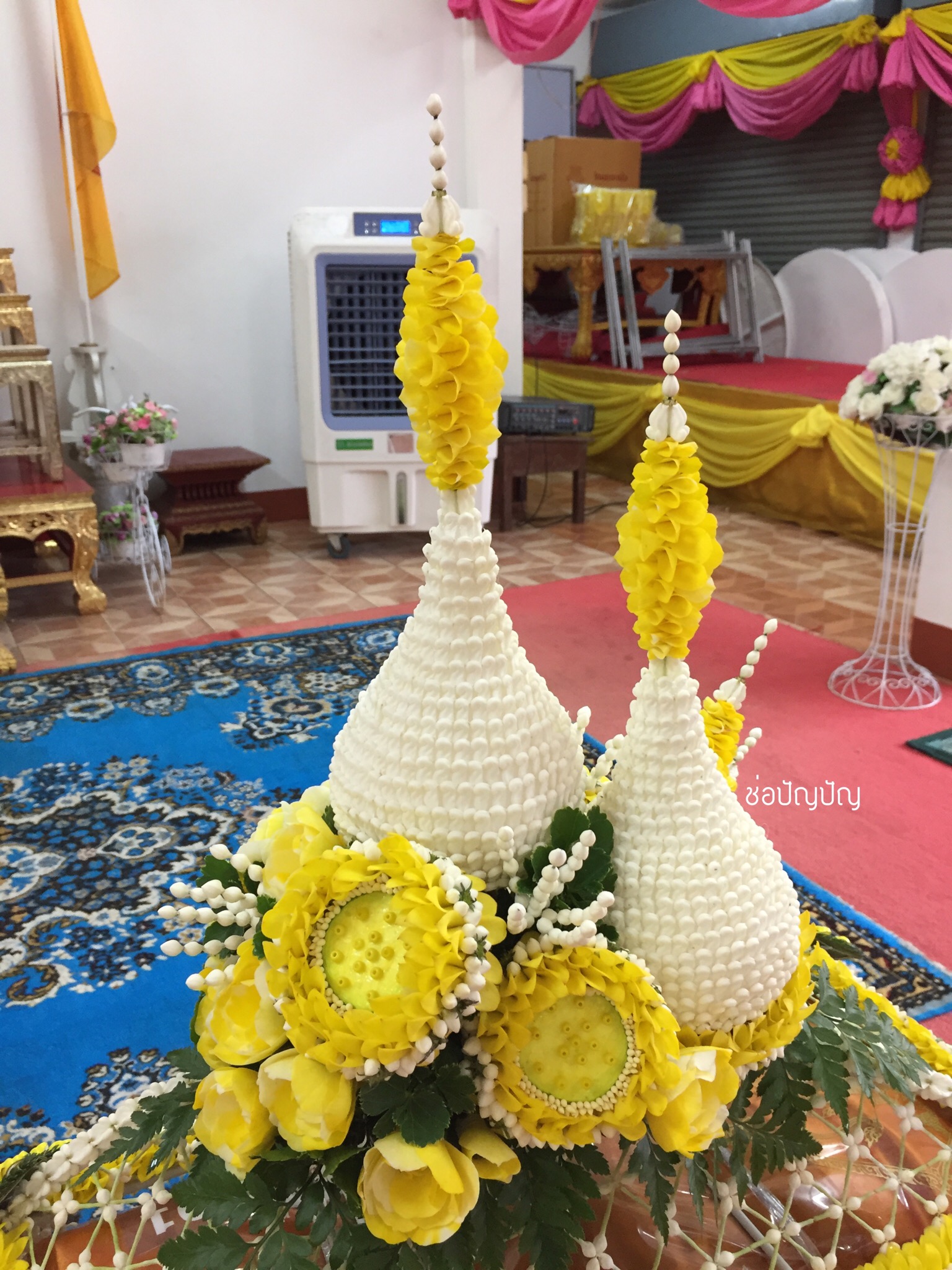 ชุดเครื่องบวชดอกไม้สด ส่งงาน วัดเสนาสฯ จ.พระนครศรีอยุธยา