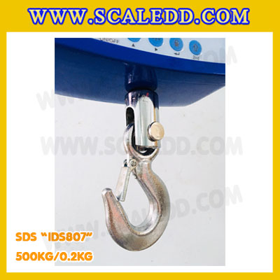 เครื่องชั่งแขวน500kg เครื่องชั่งแขวนดิจิตอล500kg เครื่องชั่งแขวน ตาชั่งแขวน500กิโลกรัม พิกัดน้ำหนัก 500กิโลกรัม ความละเอียด 0.2กิโลกรัม ยี่ห้อ SDS รุ่น IDS807 (เครื่องชั่งผ่านตรวจรับรองจากสำนักชั่งตวงวัด)