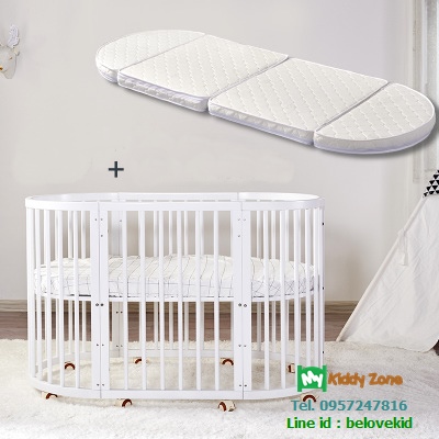 TP21506 เตียงไม้สีขาว Modern Classic OVAL Crib Ivory White (round bed) ดีไซน์สวย WD31