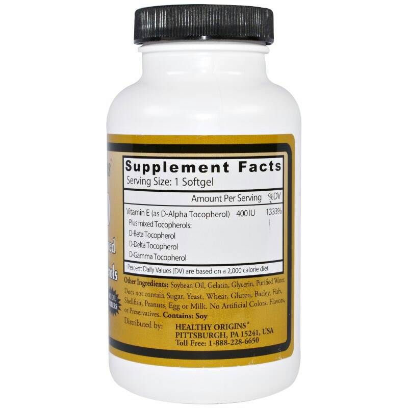 Healthy Origins, E-400, 400 IU, 180 Softgels วิตามินอีจากธรรมชาติ ช่วยป้องกันผิวจากการไหม้เกรียม ริ้วรอยเหี่ยวย่น ช่วยให้แลดูอ่อนกว่าวัย และเป็นสารต้านอนุมูลอิสระชั้นเยี่ยม