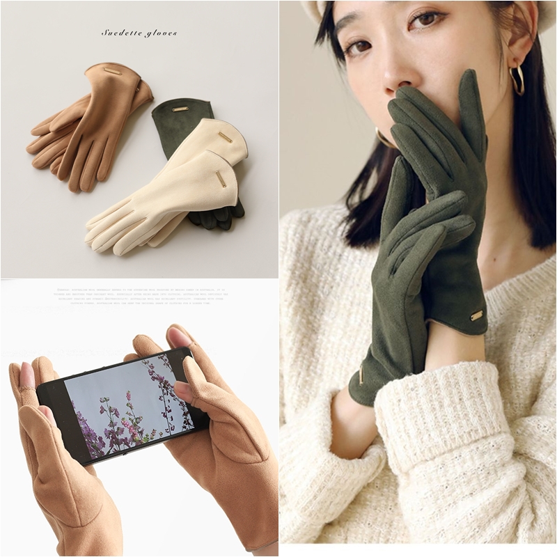 ถุงมือหนังกลับนิ้วสอด ผู้หญิง มี 5 สี