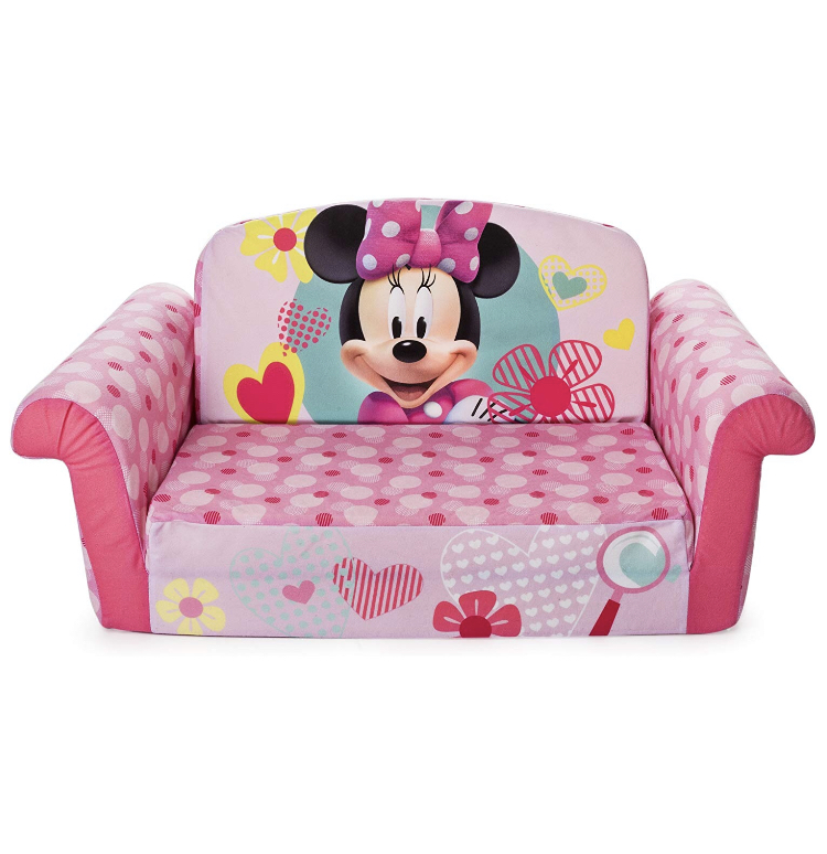 Marshmallow Furniture, Children's 2 in 1 Flip Open Foam Sofa, Minnie Mouse