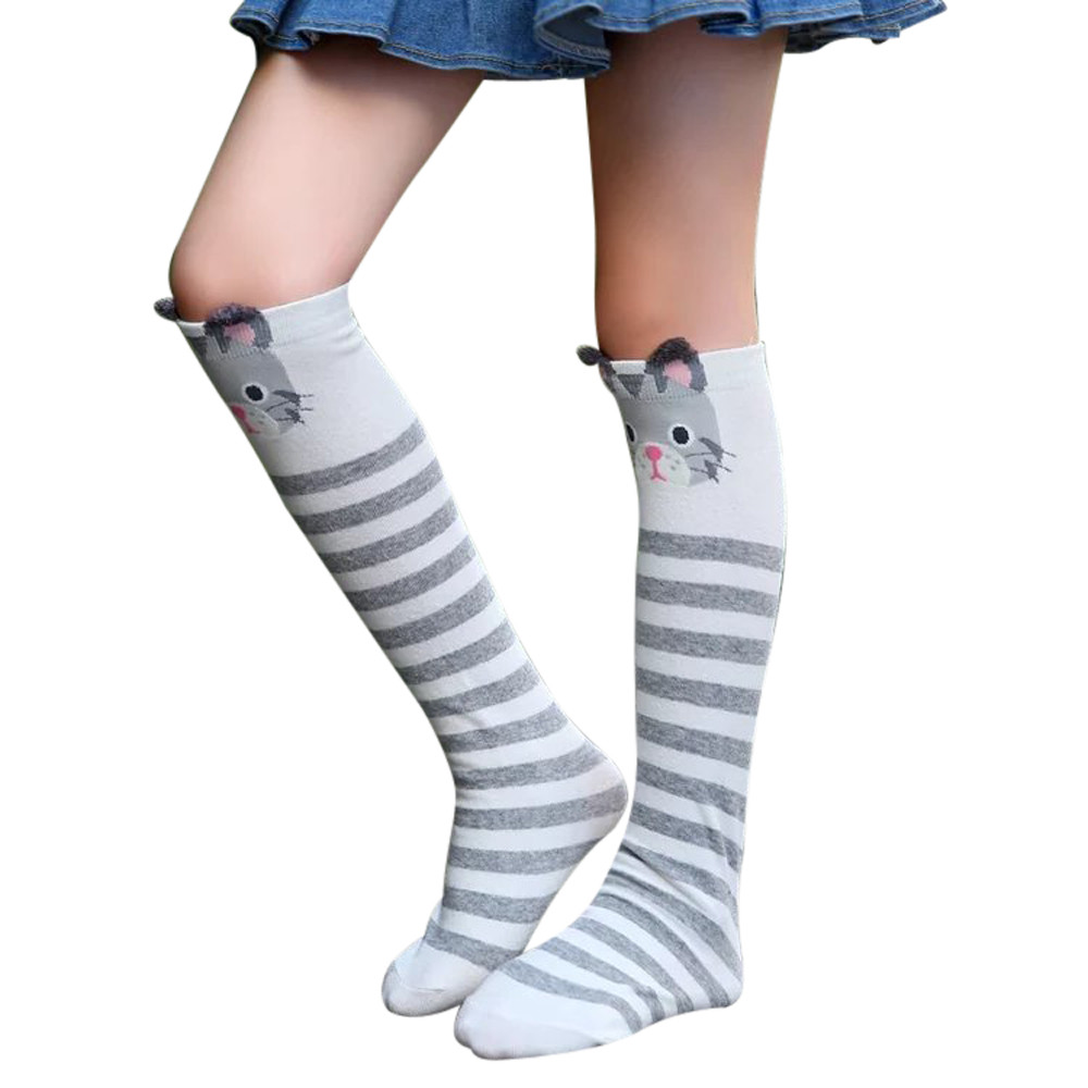 F- ถุงเท้ายาว ถุงน่องเด็ก ลายหน้าสัตว์