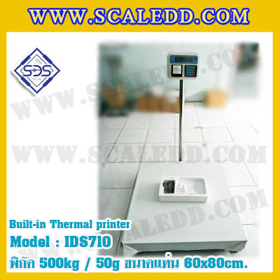 เครื่องชั่งพร้อมปริ้นเตอร์ในตัว พิกัด 500kg รุ่น IDS710 ขนาดแท่น 60x80cm. เครื่องชั่งน้ำหนัก500kg เครื่องชั่งดิจิตอลชั่ง500kg ตาชั่ง500kg ตาชั่งดิจิตอล500kg พิกัดน้ำหนัก 500kg ค่าละเอียด 50g เครื่องชั่งยี่ห้อ SDS